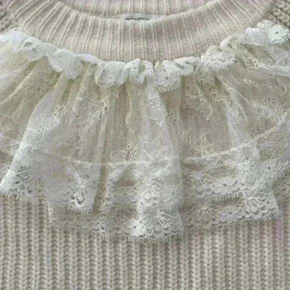 MANOUSH Knit Lace Merino Wool Knit Sweater Ivory Cream color Size XS - Picture 5 of 14